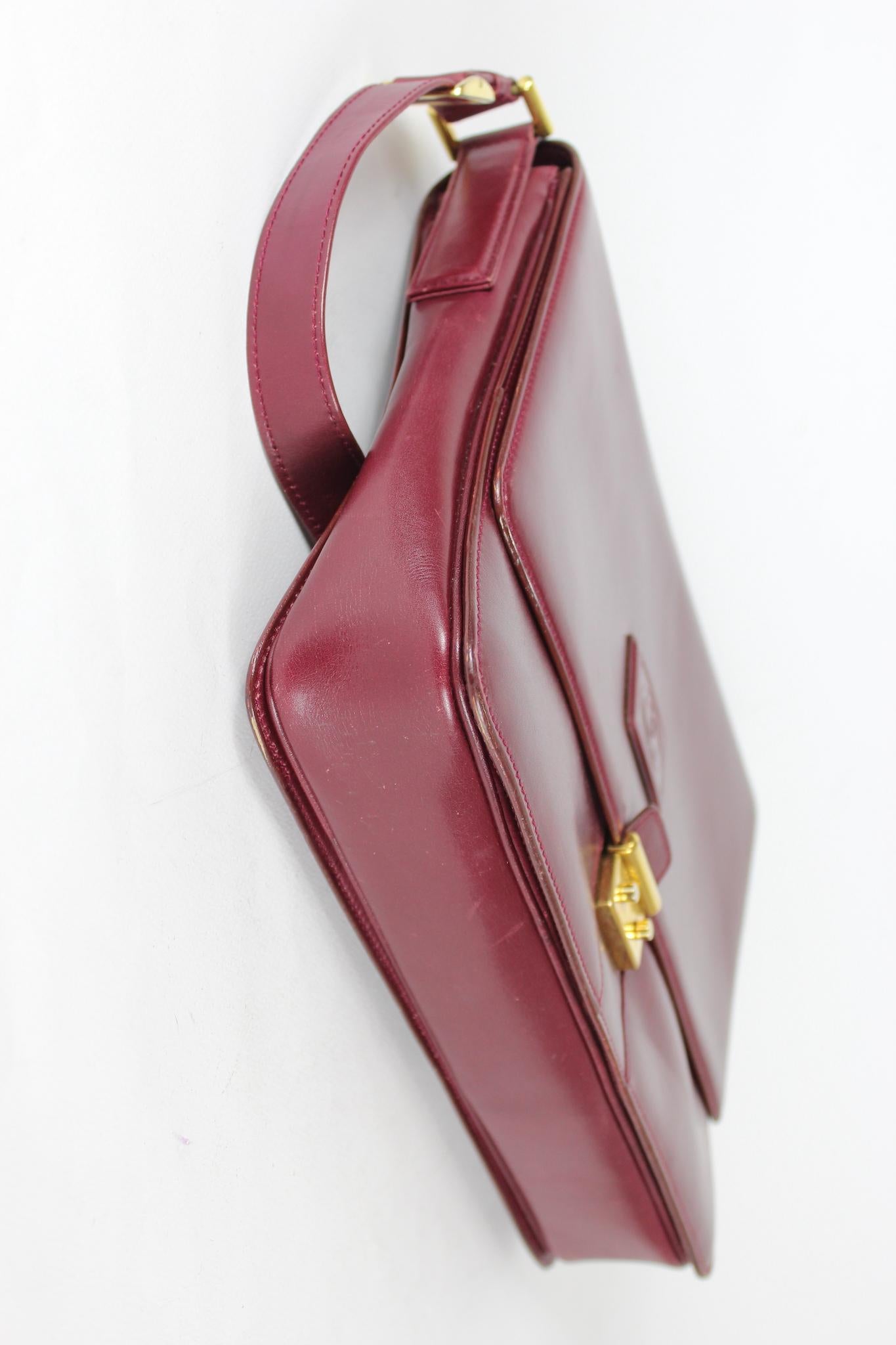 Gucci Messenger Burgundy Leather Shoulder Bag Vintage 1980s 1