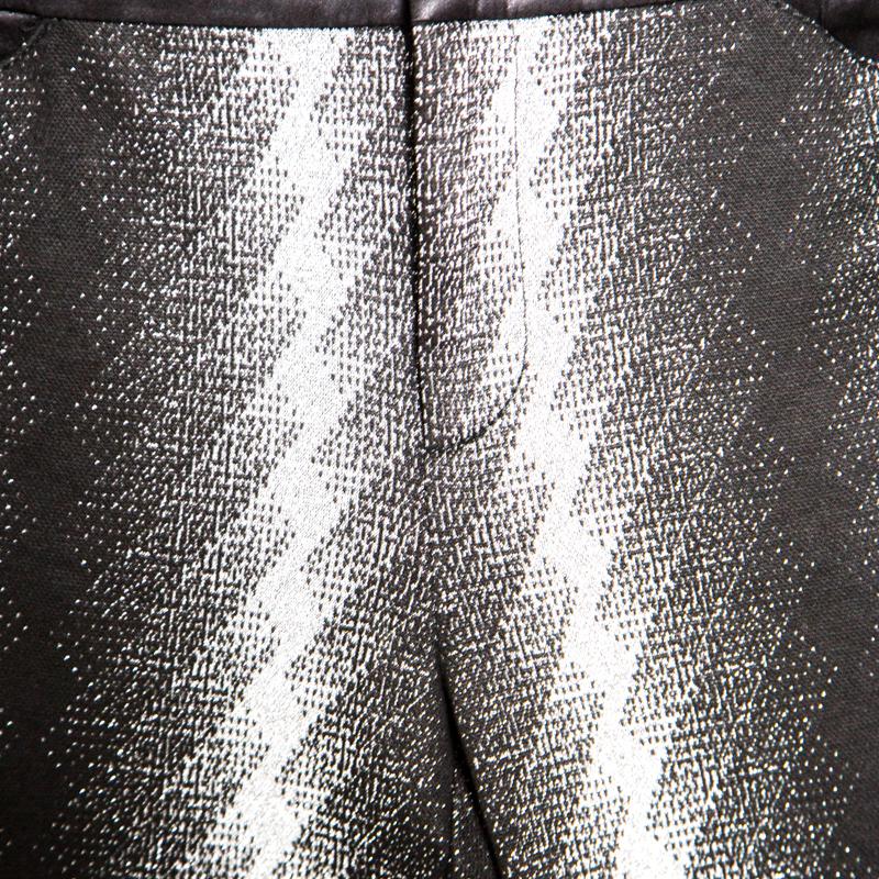 Black Gucci Metallic Argyle Patterned Lurex Knit Skinny Pants S