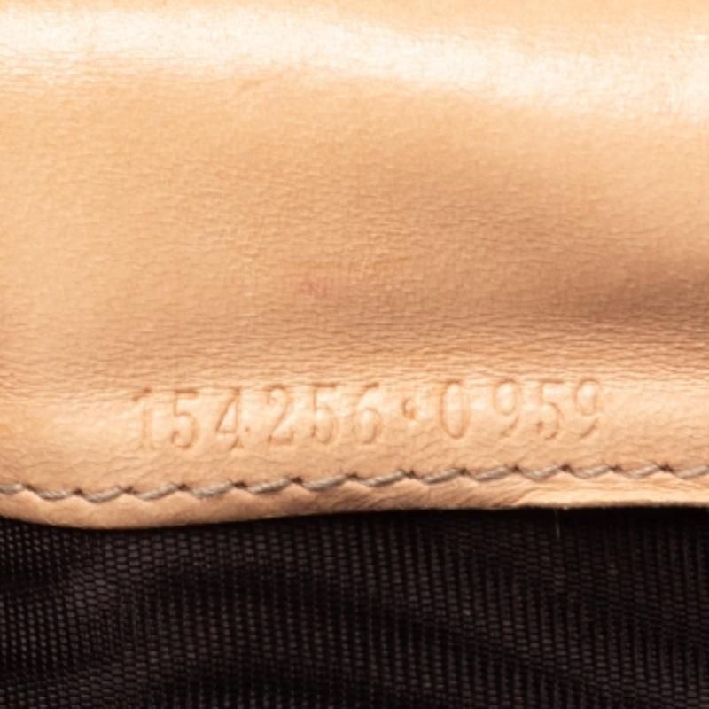 Gucci - Portefeuille continental D Ring en toile et cuir beige métallisé GG 3