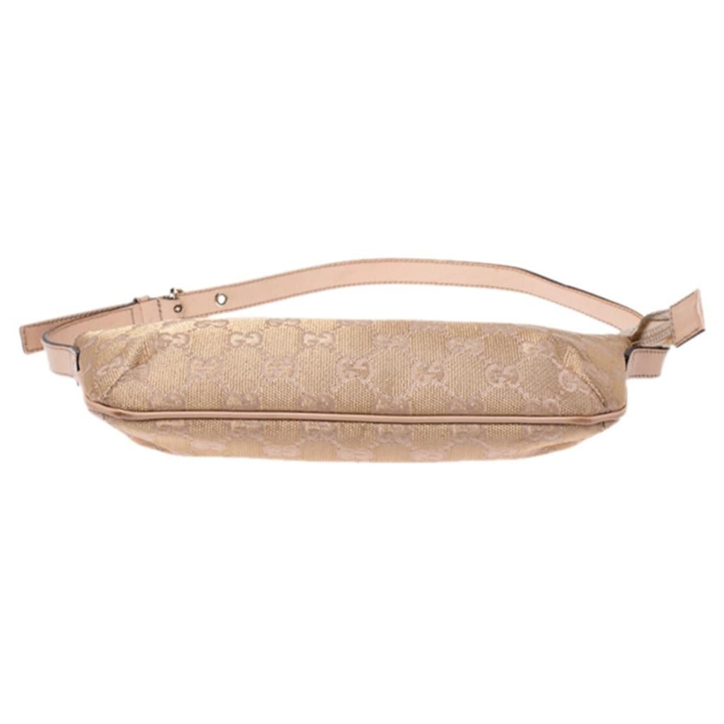 Gucci Metallic Beige GG Canvas and Leather Pochette 1