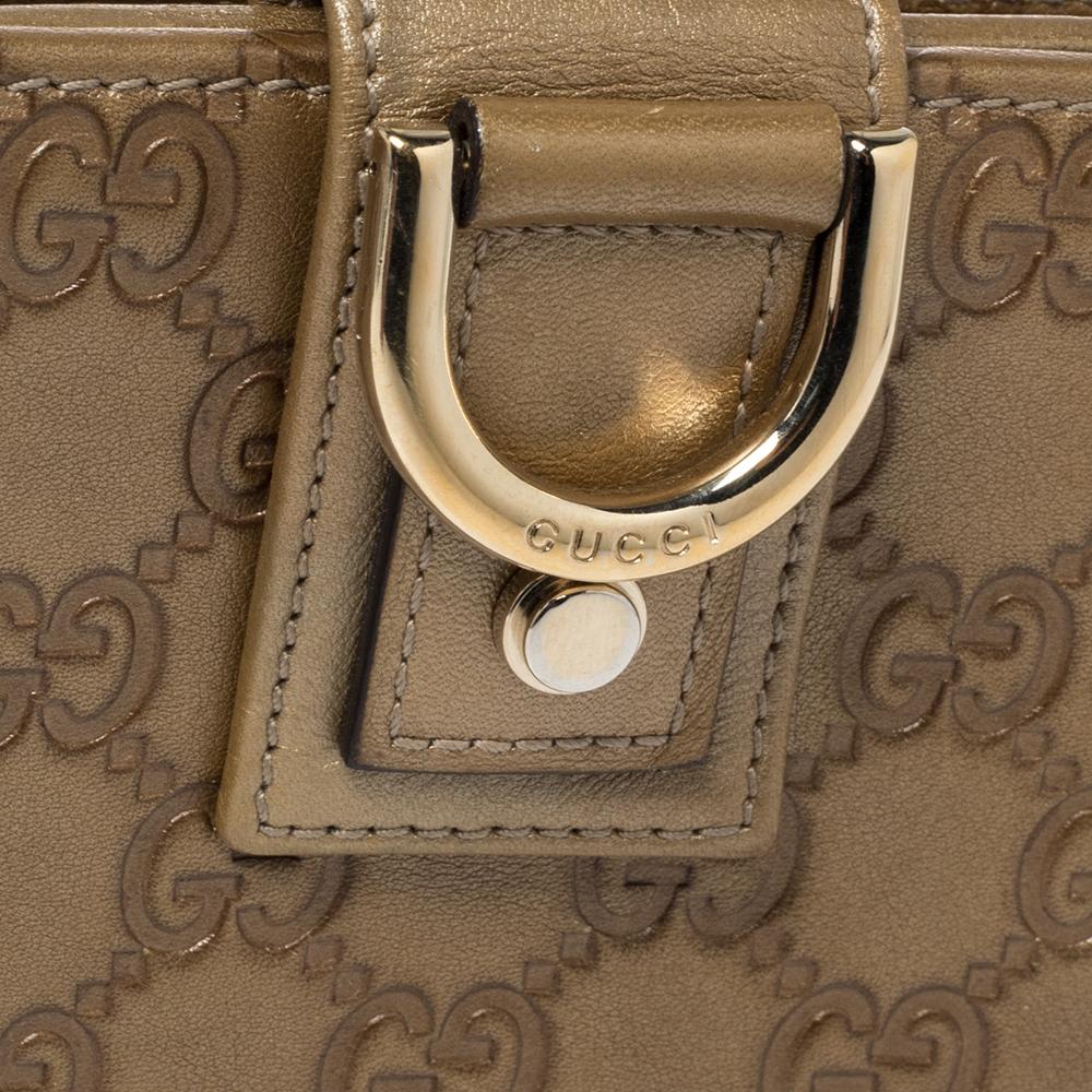 Gucci Metallic Beige Guccissima Leather Abbey D Ring Continental Wallet 6