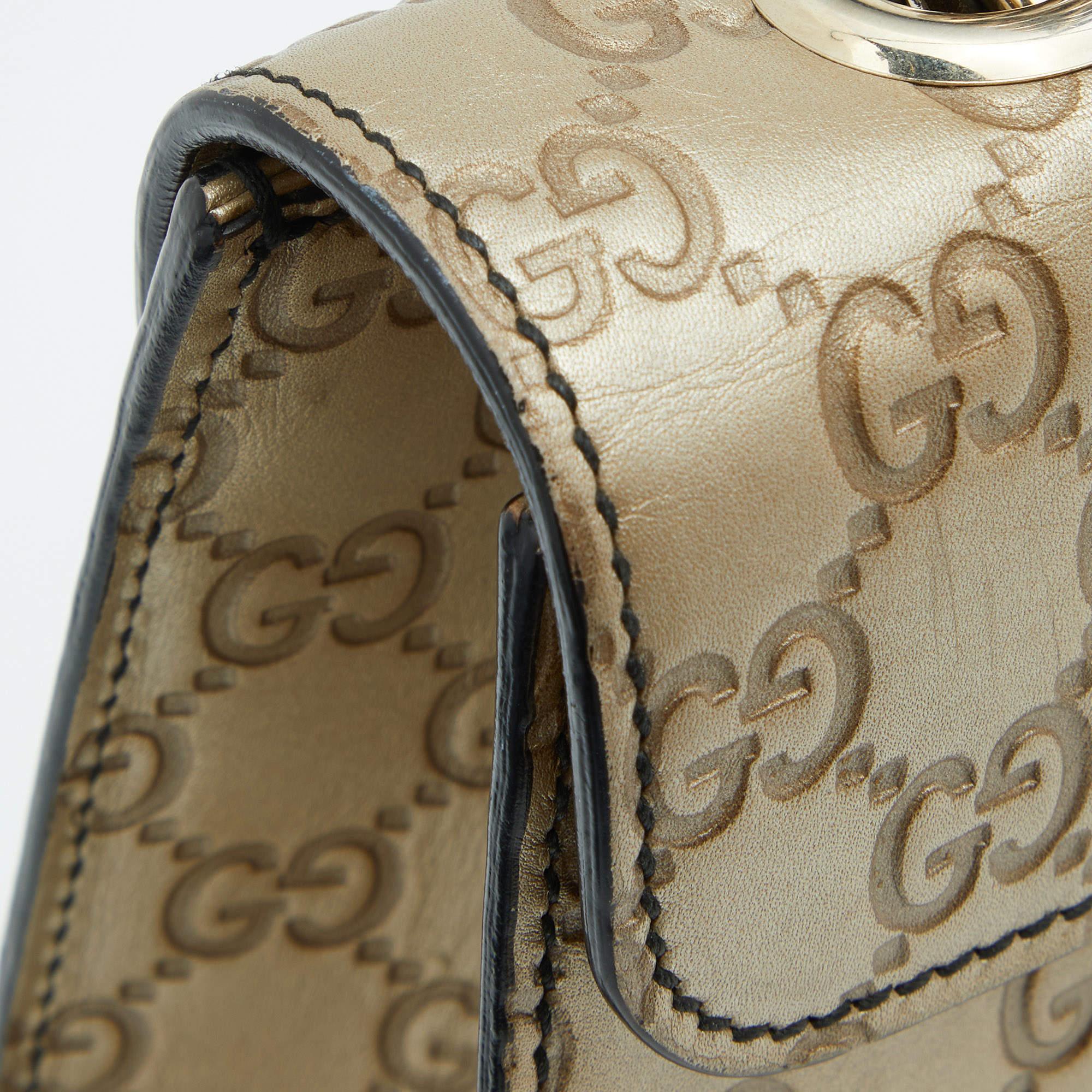 Gucci Metallic Beige Guccissima Leather Medium Emily Shoulder Bag 5