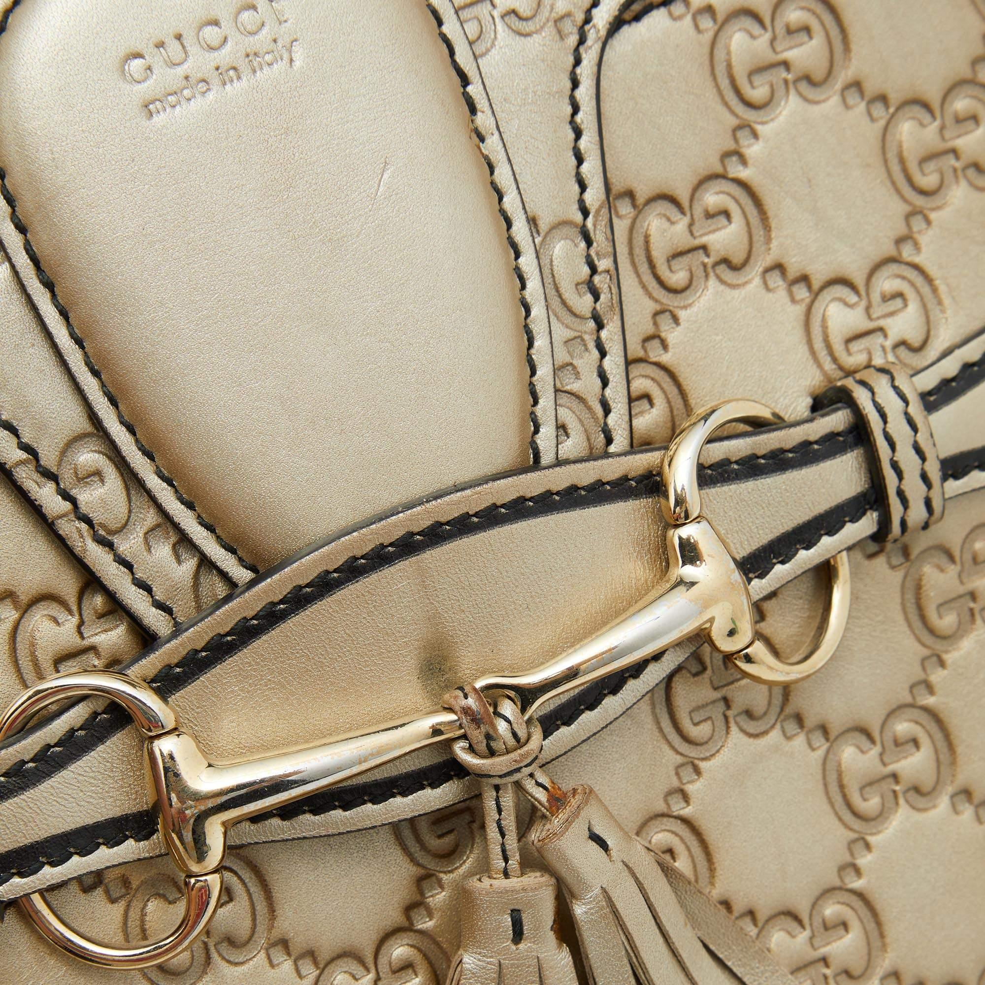 Gucci Metallic Beige Guccissima Leather Medium Emily Shoulder Bag 14