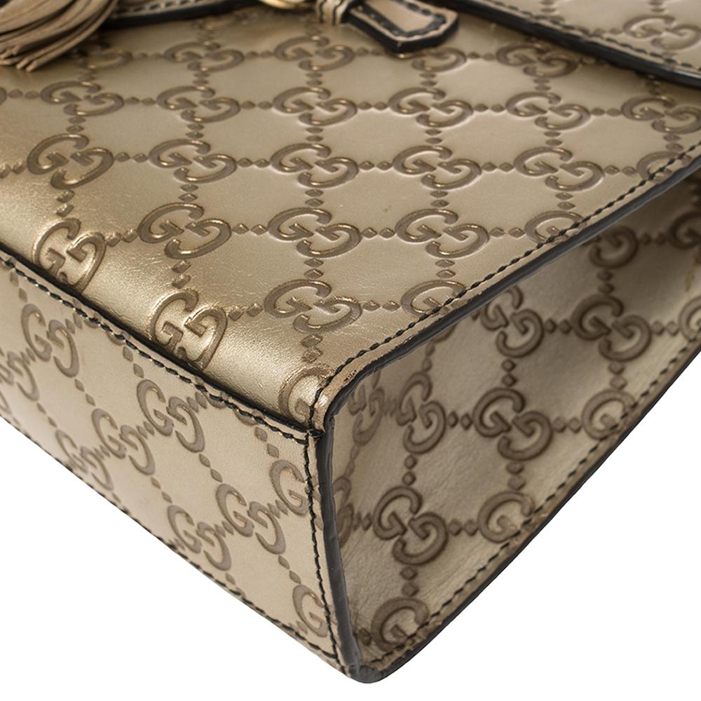 Gucci Metallic Beige Guccissima Leather Medium Emily Shoulder Bag 1