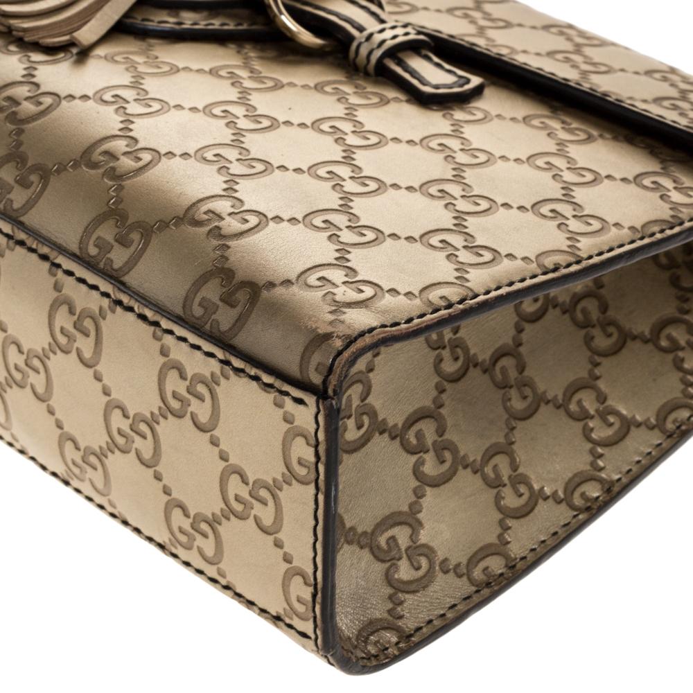 Gucci Metallic Beige Guccissima Leather Medium Emily Shoulder Bag 4