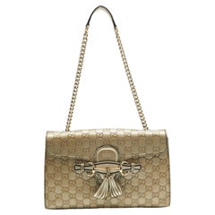 Gucci Metallic Beige Guccissima Leather Medium Emily Shoulder Bag