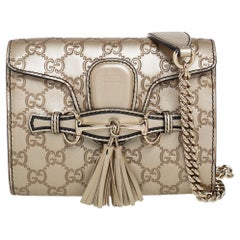 Gucci Metallic Beige Guccissima Leather Mini Emily Shoulder Bag