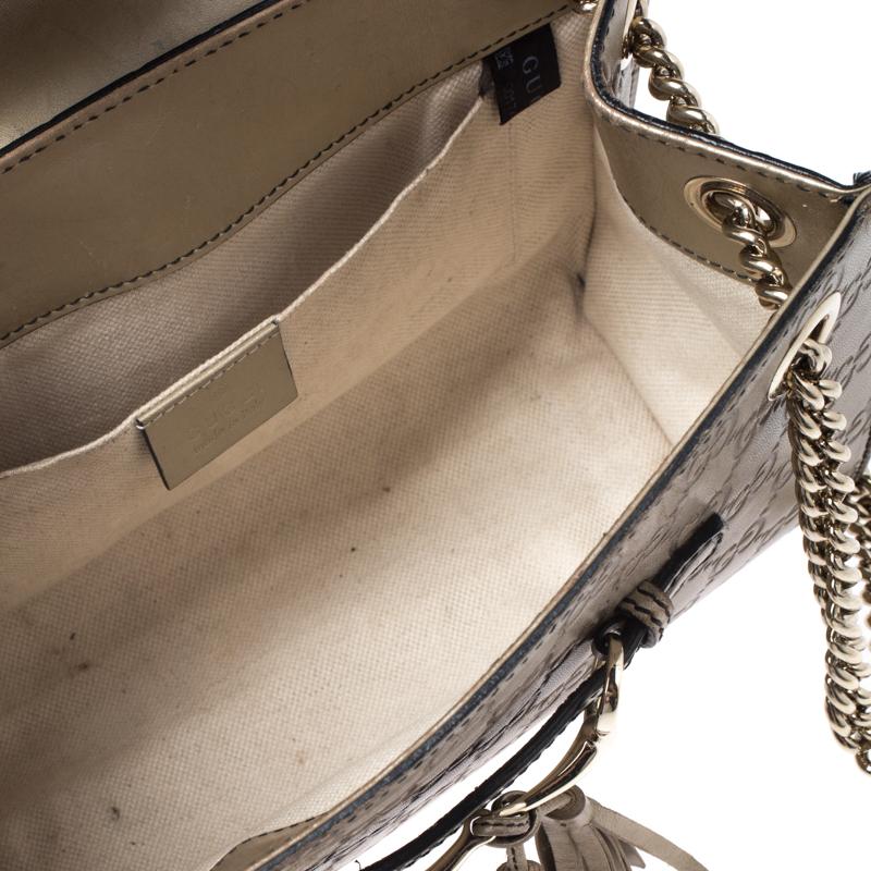 Gucci Metallic Beige Guccissima Leather Small Emily Chain Shoulder Bag 2