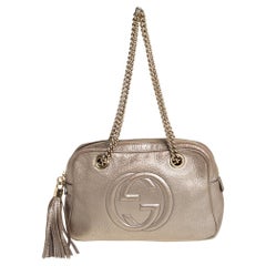 Gucci Metallic Beige Leather Medium Soho Chain Shoulder Bag