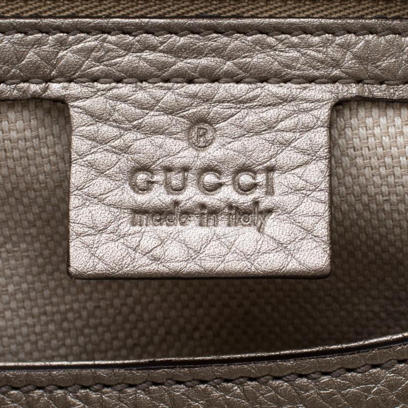 Gucci Metallic Beige Leather Medium Soho Tote 2
