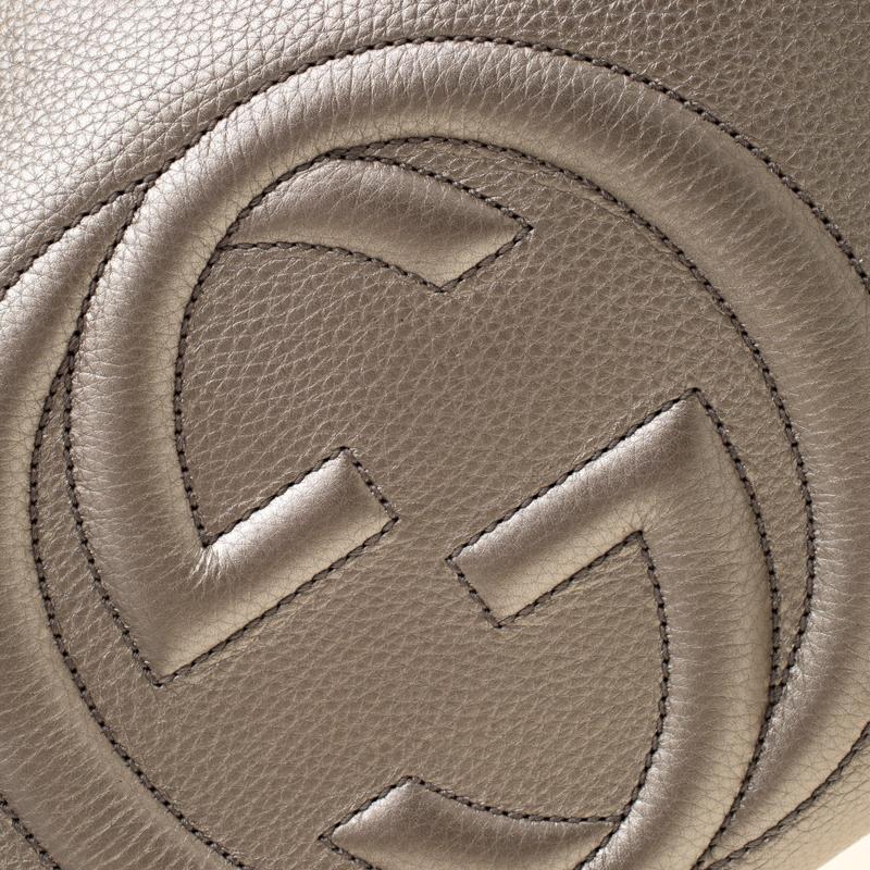 Gucci Metallic Beige Leather Medium Soho Tote 5