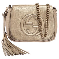 Gucci Metallic Beige Leather Soho Chain Crossbody Bag