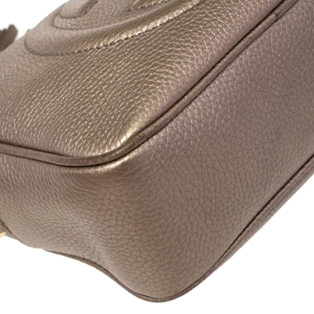 Gucci Metallic Beige Leather Soho Disco Crossbody Bag 6