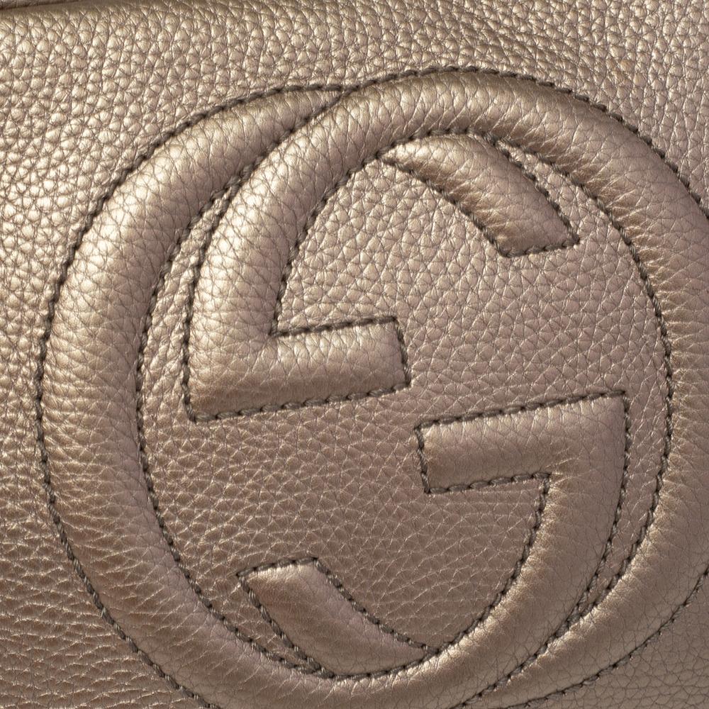 Gucci Metallic Beige Leather Soho Disco Crossbody Bag 8