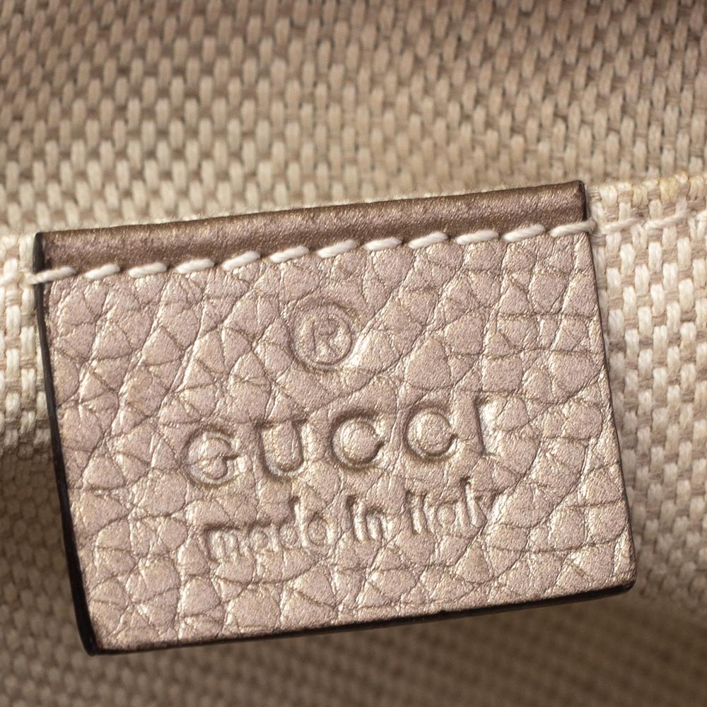 Women's Gucci Metallic Beige Leather Soho Disco Crossbody Bag