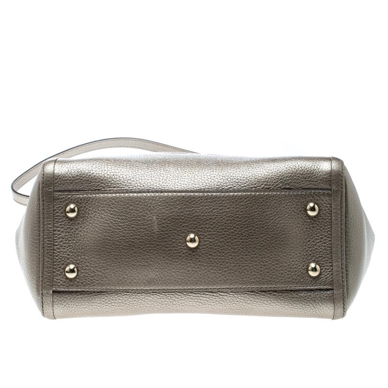 Gucci Metallic Beige Leather Soho Top Handle Bag 7