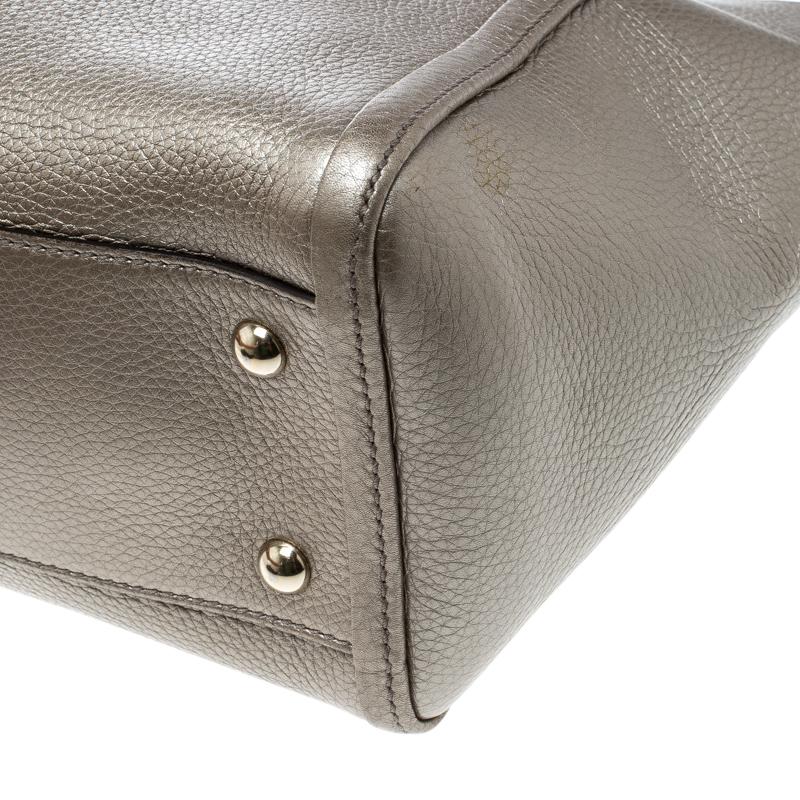 Gucci Metallic Beige Leather Soho Top Handle Bag 5