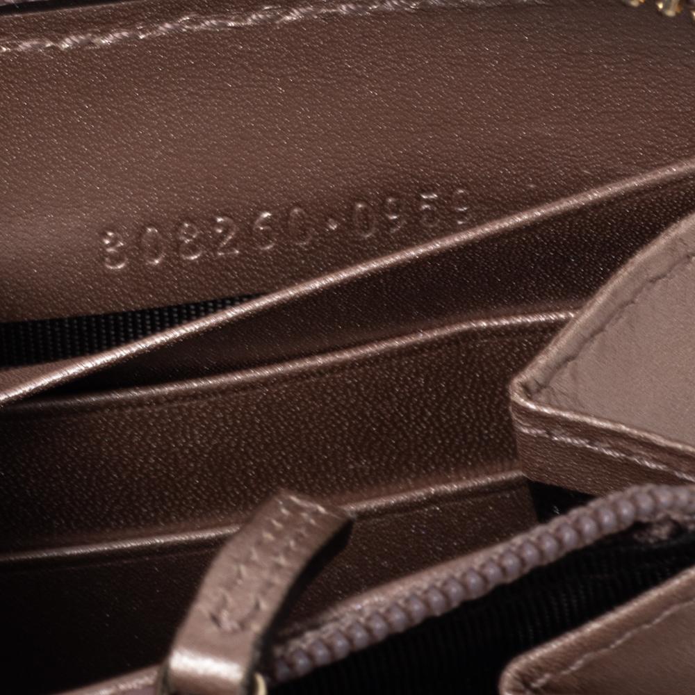 Gucci Metallic Beige Microguccissima Glossy Leather Zip Around Wallet 3