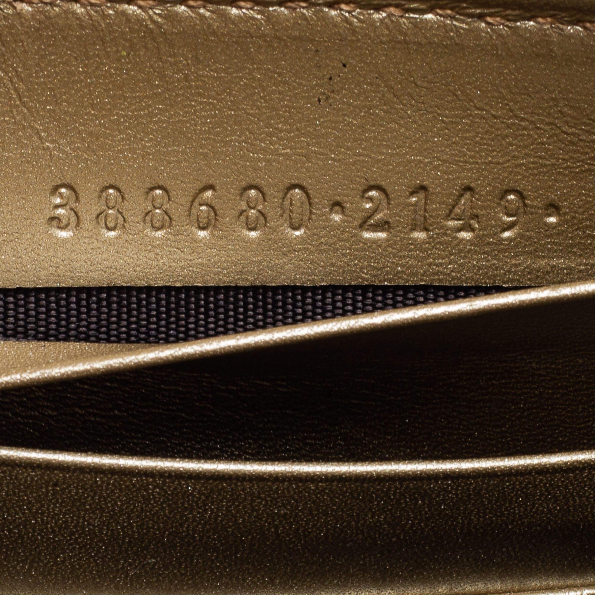 Gucci Metallic Beige Microguccissima Leather Bow Zip Around Wallet 6