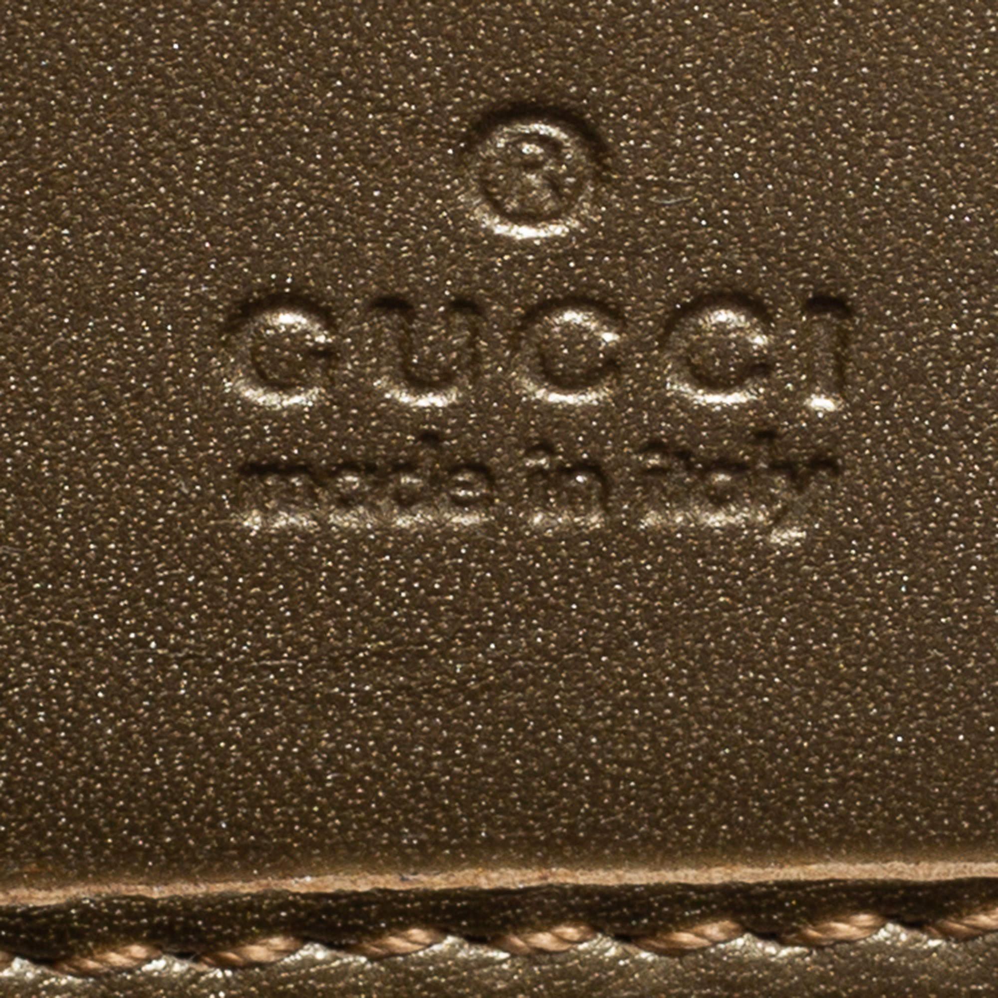 Gucci Metallic Beige Microguccissima Leather Bow Zip Around Wallet 5