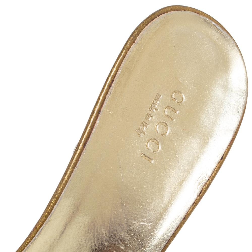 Women's Gucci Metallic Beige PVC Slide Sandals Size 37.5