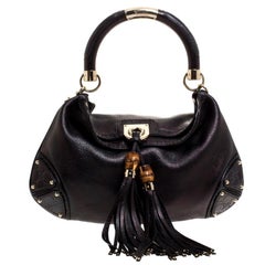 Gucci Metallic Black Leather Medium Babouska Indy Hobo