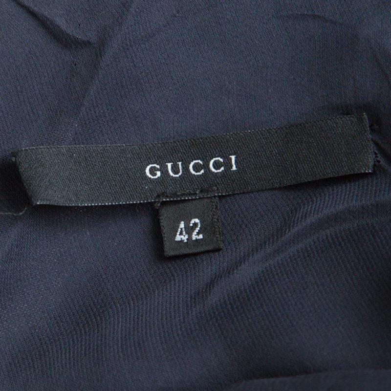 Women's Gucci Metallic Blue Bead Edged Chain Strap Slip Dress M