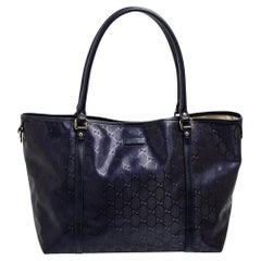 Gucci Metallic Blue GG Imprime Canvas and Leather Medium Joy Shopping Tote