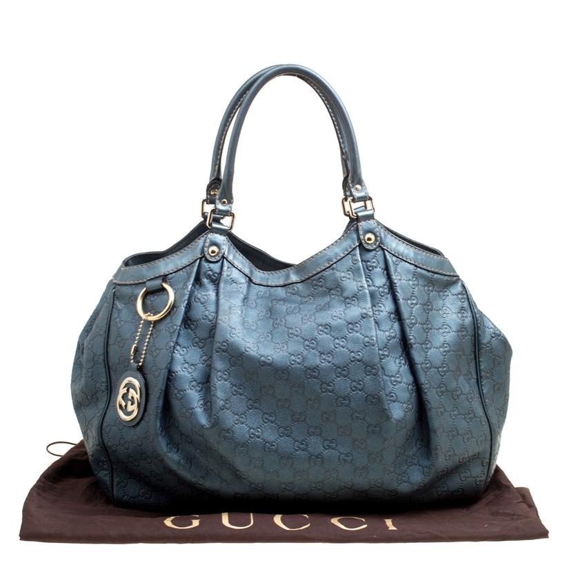 Gucci Metallic Blue Guccissima Large Sukey Tote 7