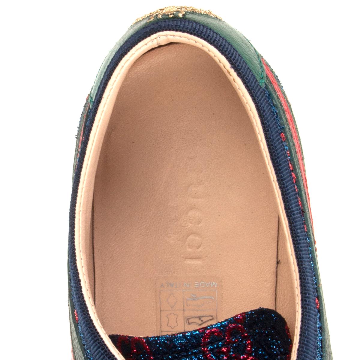 GUCCI metallic blue & red FALACER LUREX WEB Sneakers Shoes 35.5 For Sale 1