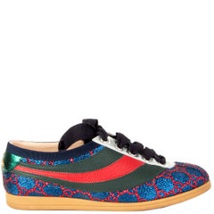 GUCCI metallic blue & red FALACER LUREX WEB Sneakers Shoes 35.5