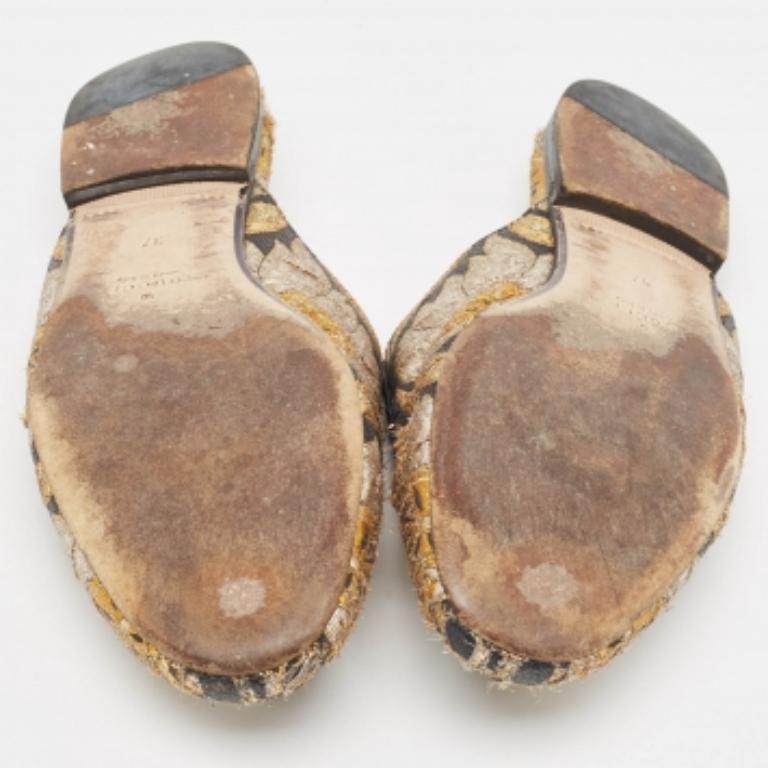 De las mujeres Gucci Brocado Metálico Tela Princetown Flat Mules Talla 37 en venta