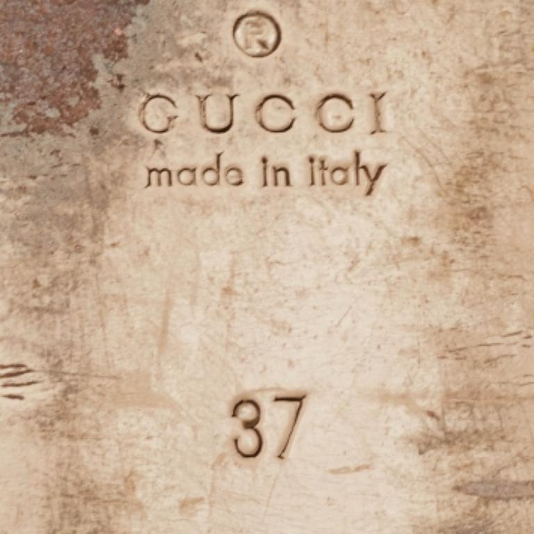 Gucci Brocado Metálico Tela Princetown Flat Mules Talla 37 en venta 2