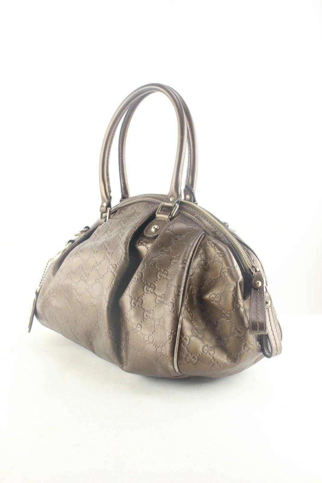 Gucci Metallic Bronze Guccissima 2way Shoulder Bag 6GG913K For Sale 3