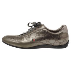 Gucci Metallic Bronze Guccissima Leather Low Top Sneakers Size 36.5