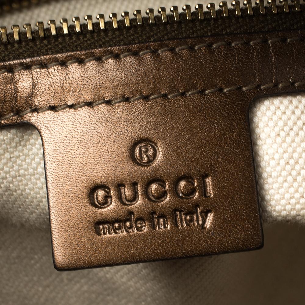 Gucci Metallic Bronze Guccissima Leather Medium Heart Bit Hobo 2
