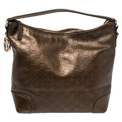 Gucci Metallic Bronze Guccissima Leather Medium Heart Bit Hobo
