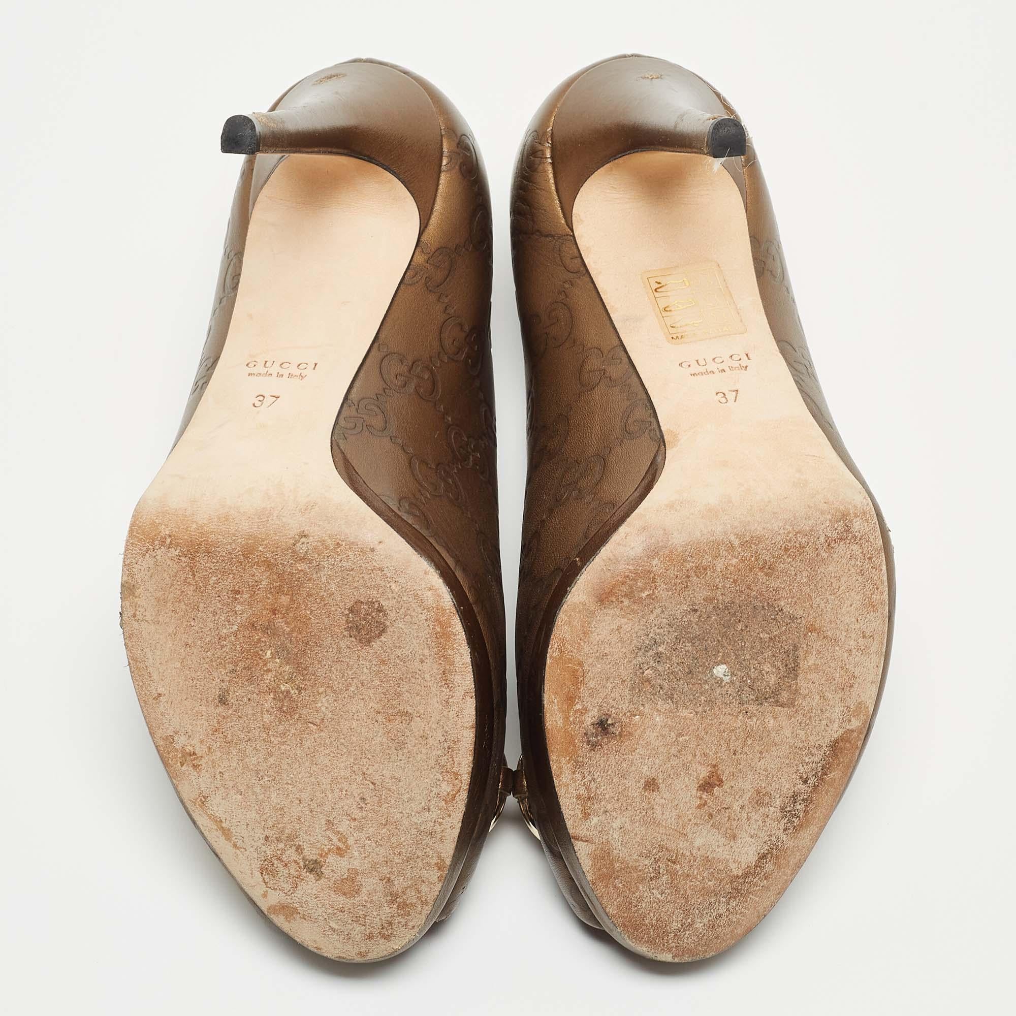 Gucci Bronce Metalizado Cuero Hollywood Bombas Tamaño 37 1