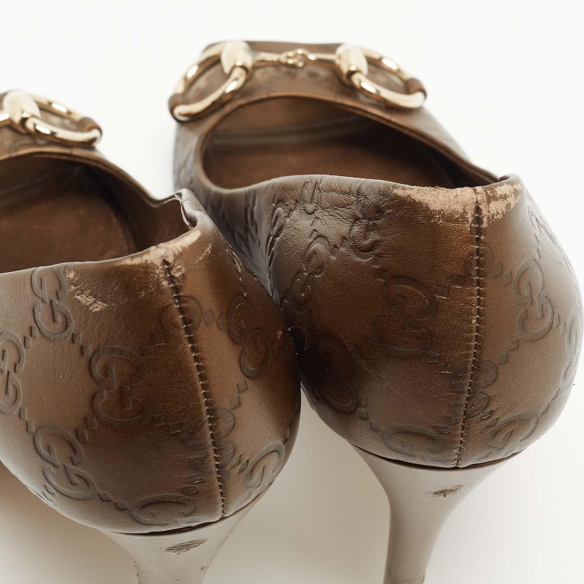 Gucci Bronce Metalizado Cuero Hollywood Bombas Tamaño 37 3