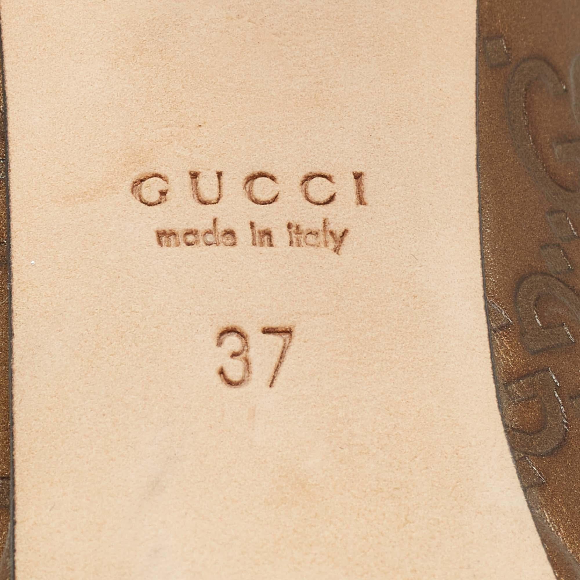 Gucci Bronce Metalizado Cuero Hollywood Bombas Tamaño 37 4