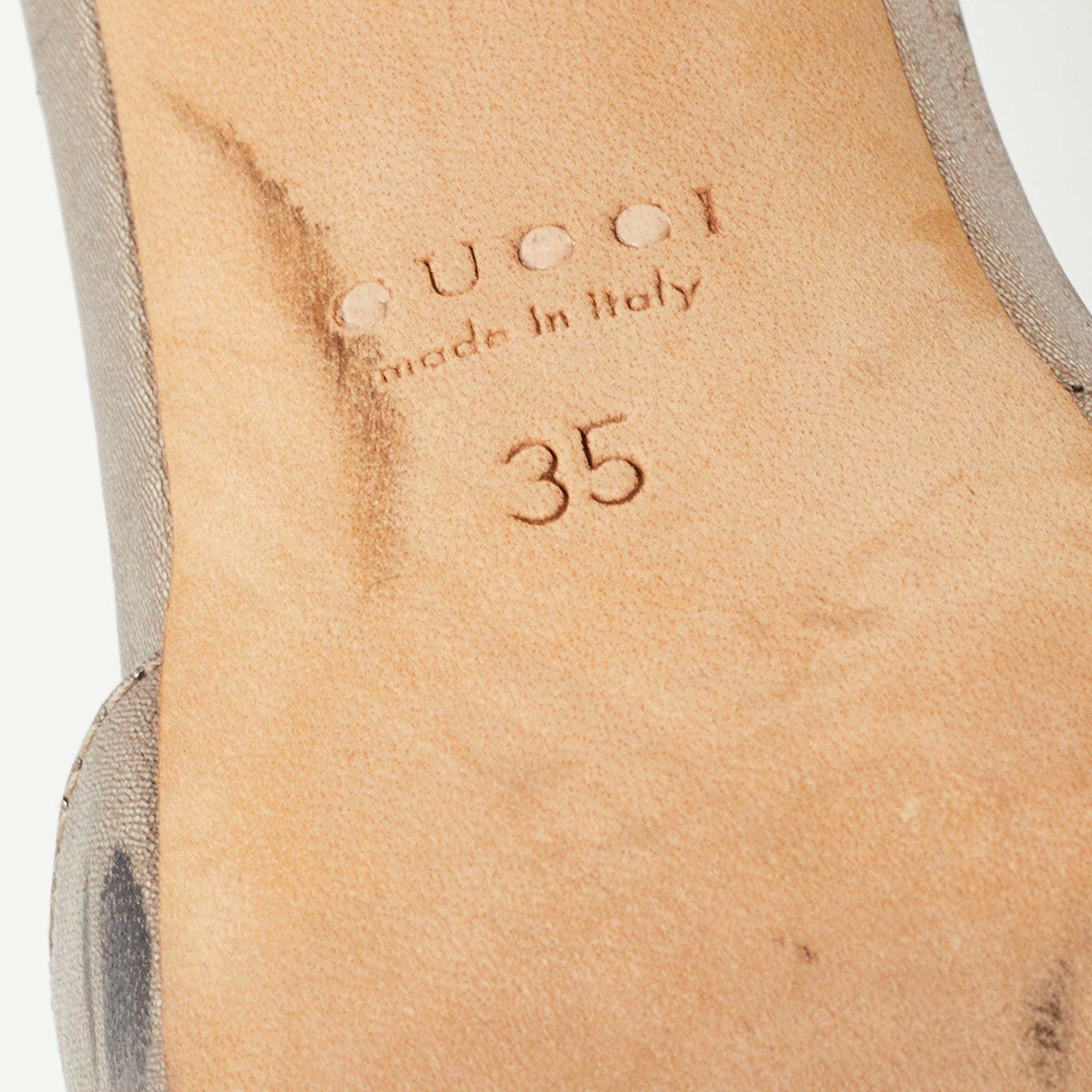 Gucci Metallic Bronze Leather Slide Sandals Size 35 For Sale 3