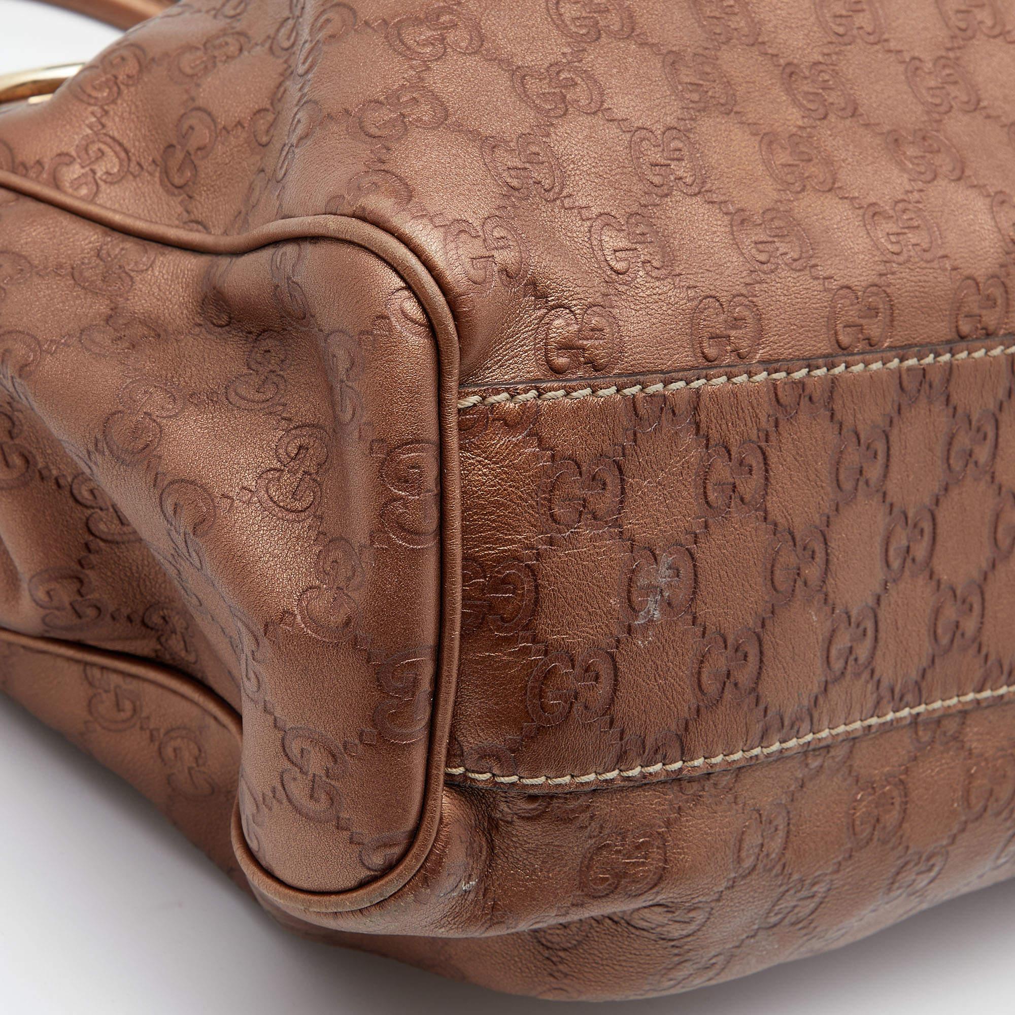 Gucci Metallic Brown Guccissima Leather Sukey Tote 8