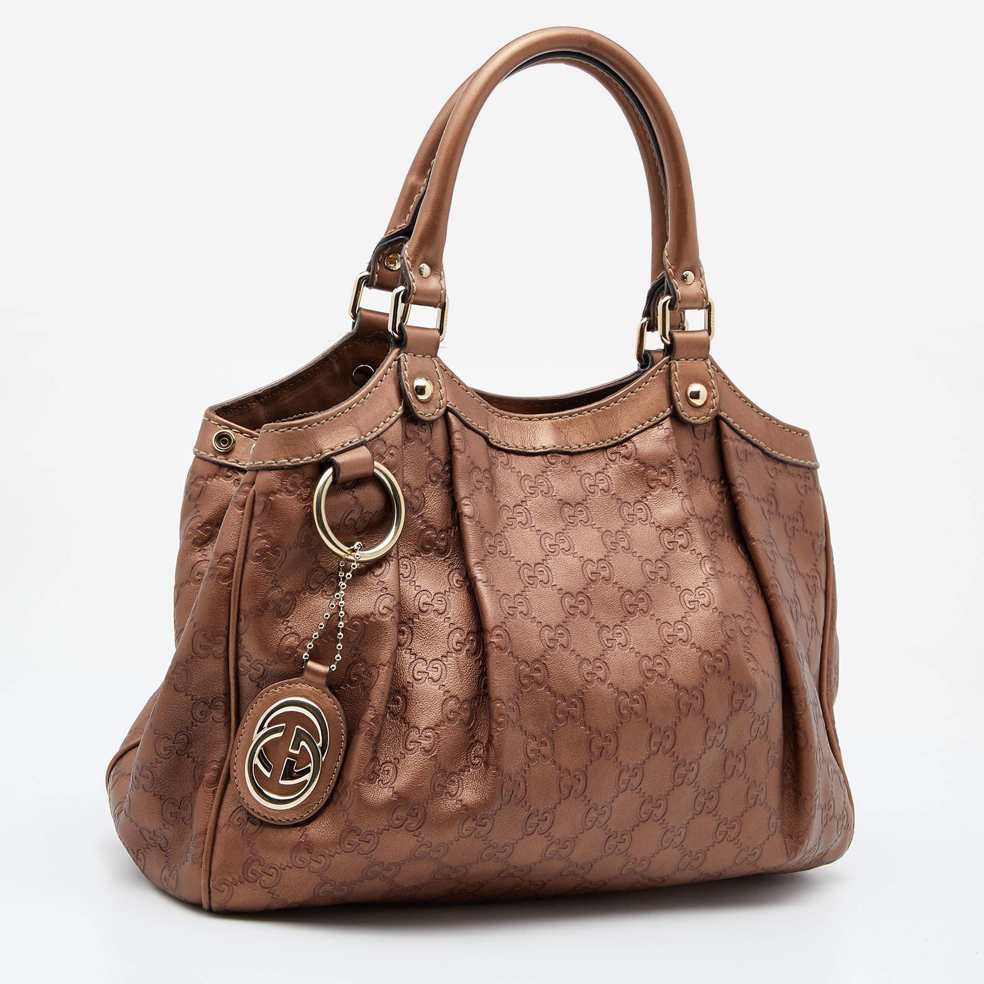 Women's Gucci Metallic Brown Guccissima Leather Sukey Tote