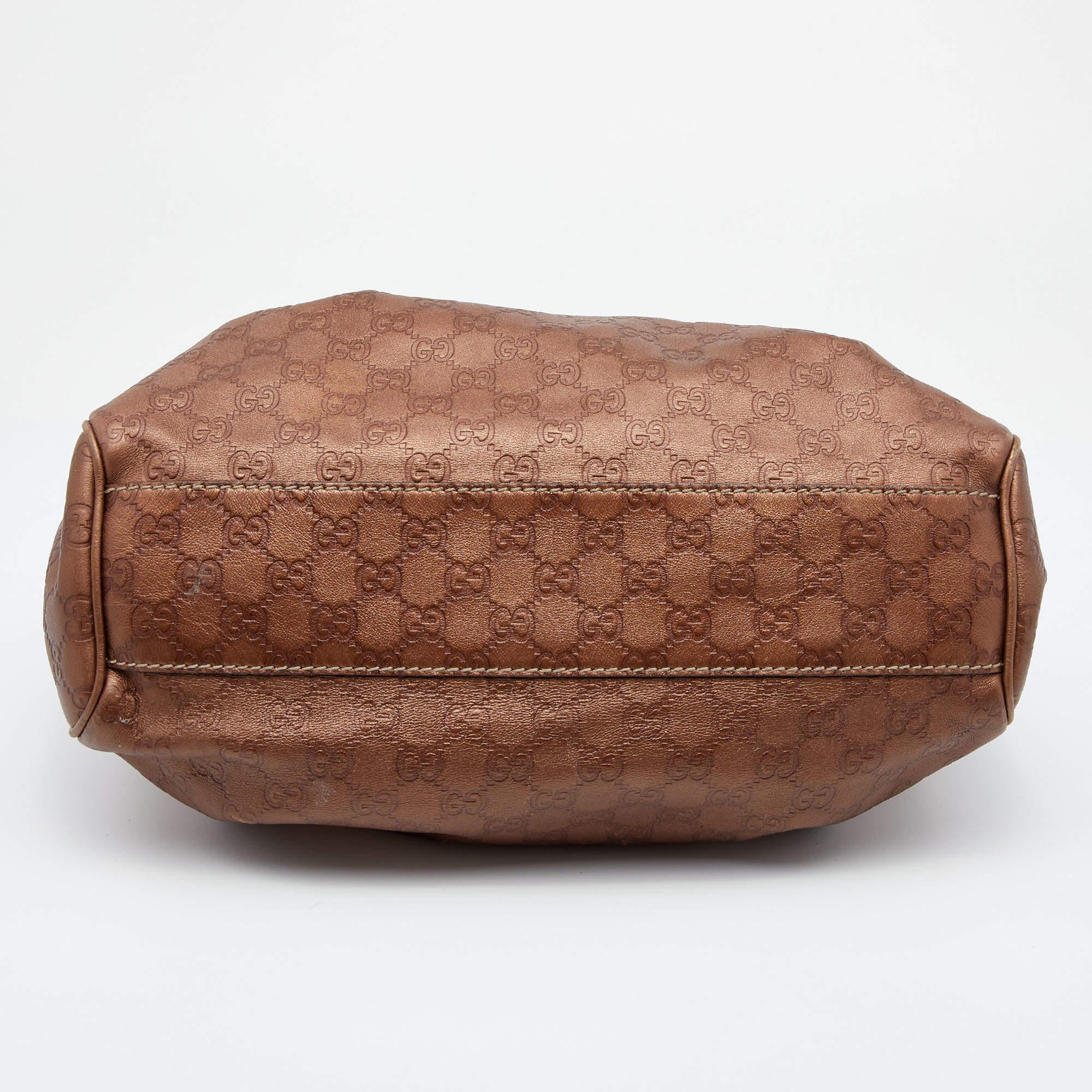 Gucci Metallic Brown Guccissima Leather Sukey Tote 1