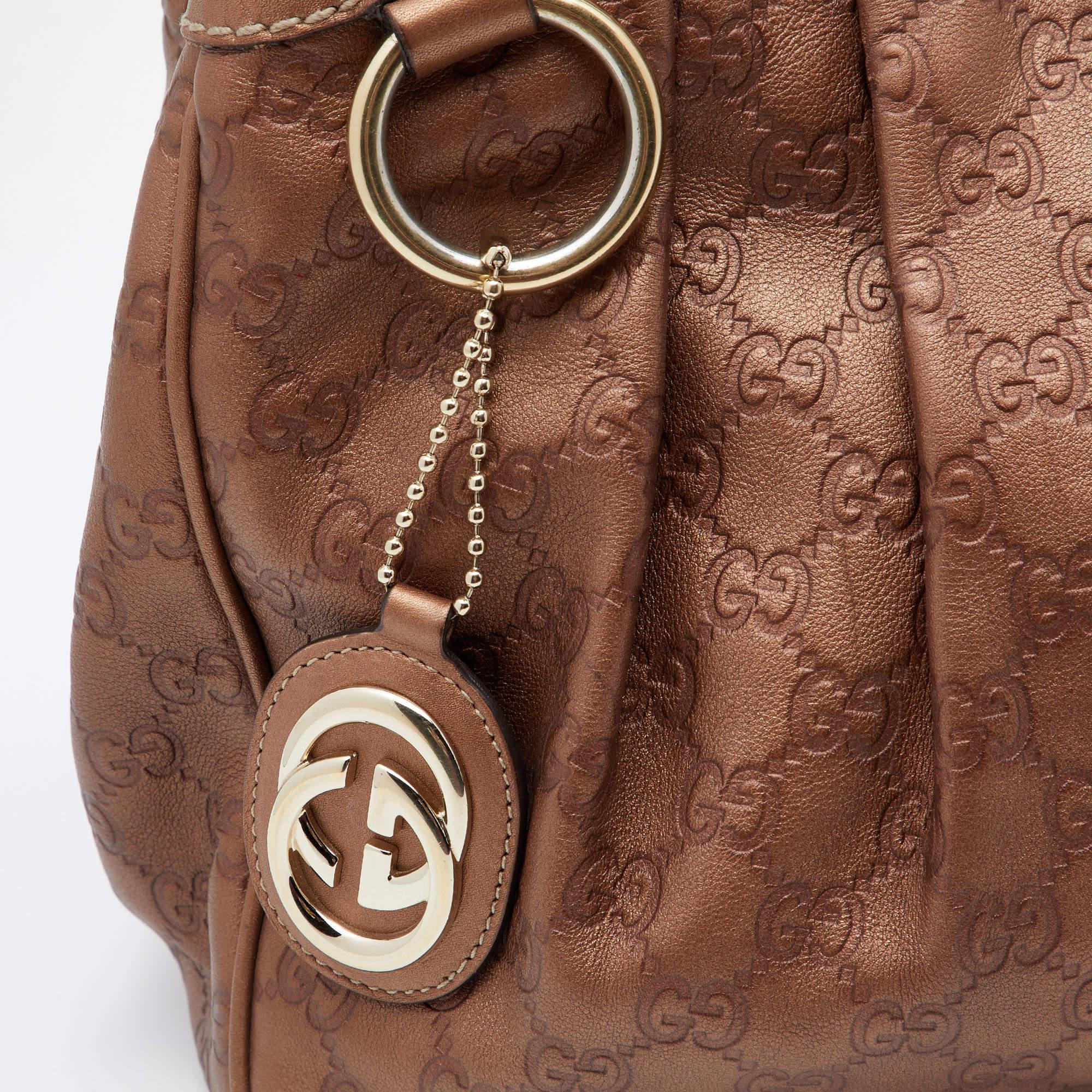 Gucci Metallic Brown Guccissima Leather Sukey Tote 2