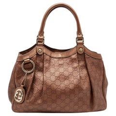 Gucci Metallic Brown Guccissima Leather Sukey Tote