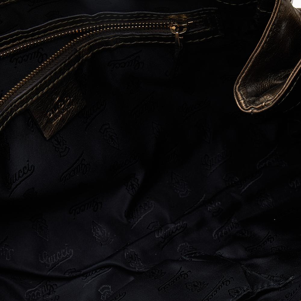 Gucci Metallic Brown Leather Large Hysteria Clutch In Good Condition In Dubai, Al Qouz 2