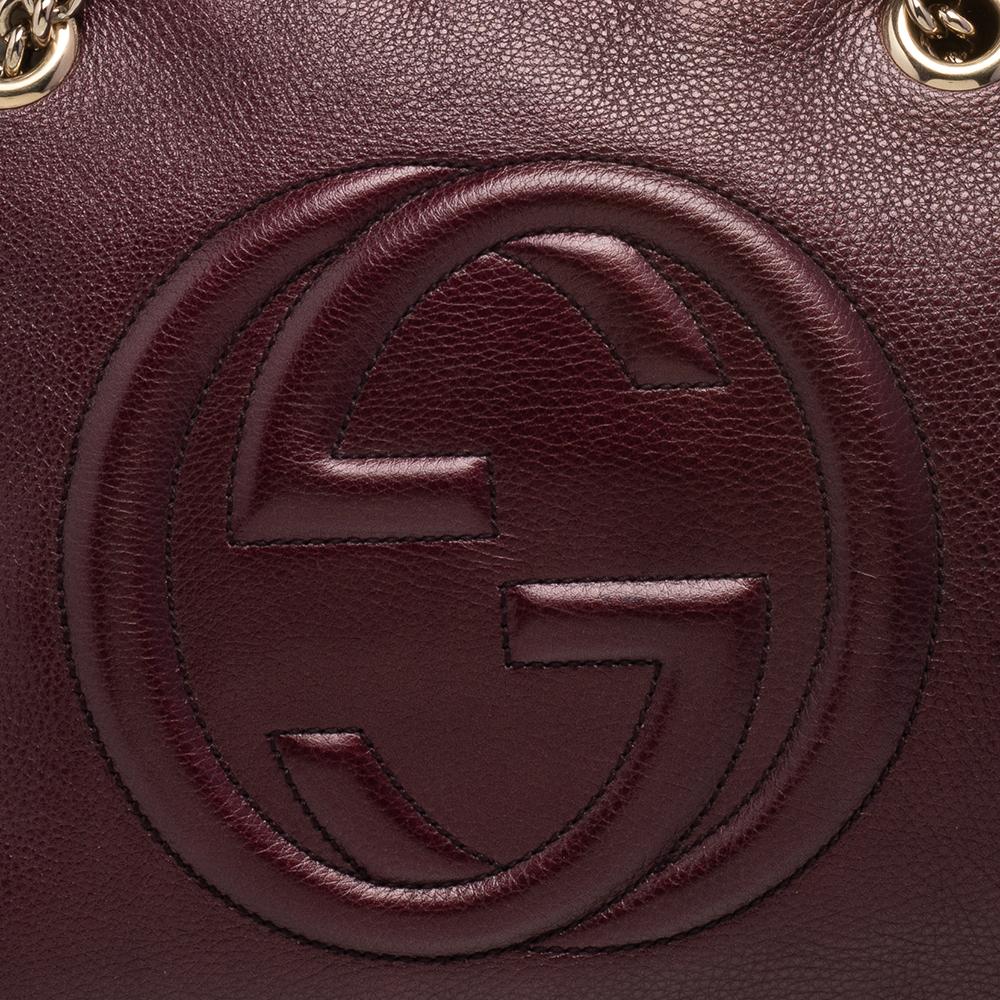 Gucci Metallic Burgundy Leather Large Soho Chain Shoulder Bag 5