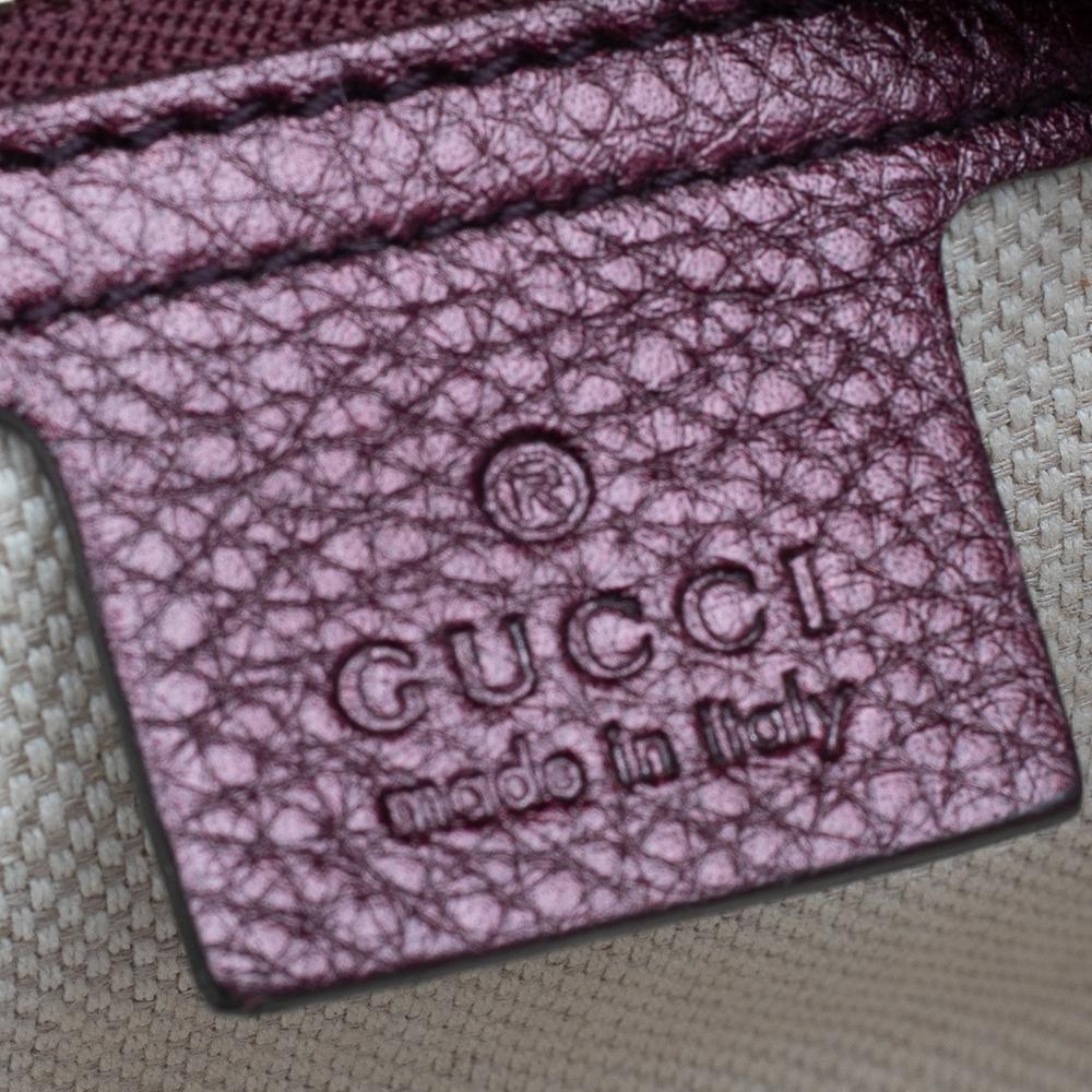 Gucci Metallic Burgundy Leather Large Soho Chain Shoulder Bag 2