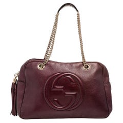 Gucci Metallic Burgundy Leather Large Soho Chain Shoulder Bag